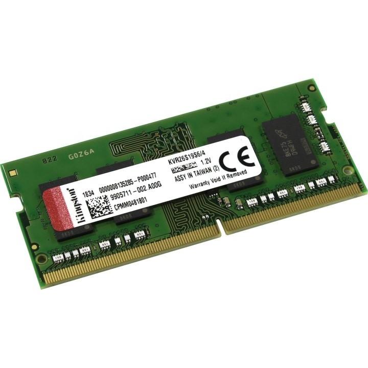 картинка Kingston DDR4 SODIMM 4GB KVR26S19S6/4 PC4-21300, 2666MHz, CL19 от магазина Одежда+