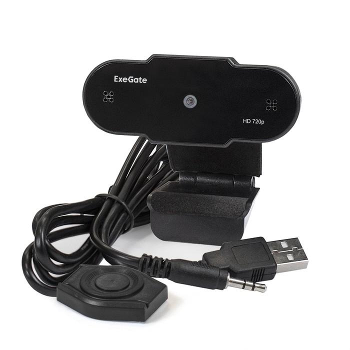 картинка Exegate EX287385RUS Веб-камера ExeGate BlackView C525 HD (матрица 1/3"1,3 Мп,1280х720,720P,30fps,4-линзовый объектив,USB+35mm Jack,фиксированный фокус, микрофон с шумоподавлением, универсальное к от магазина Одежда+